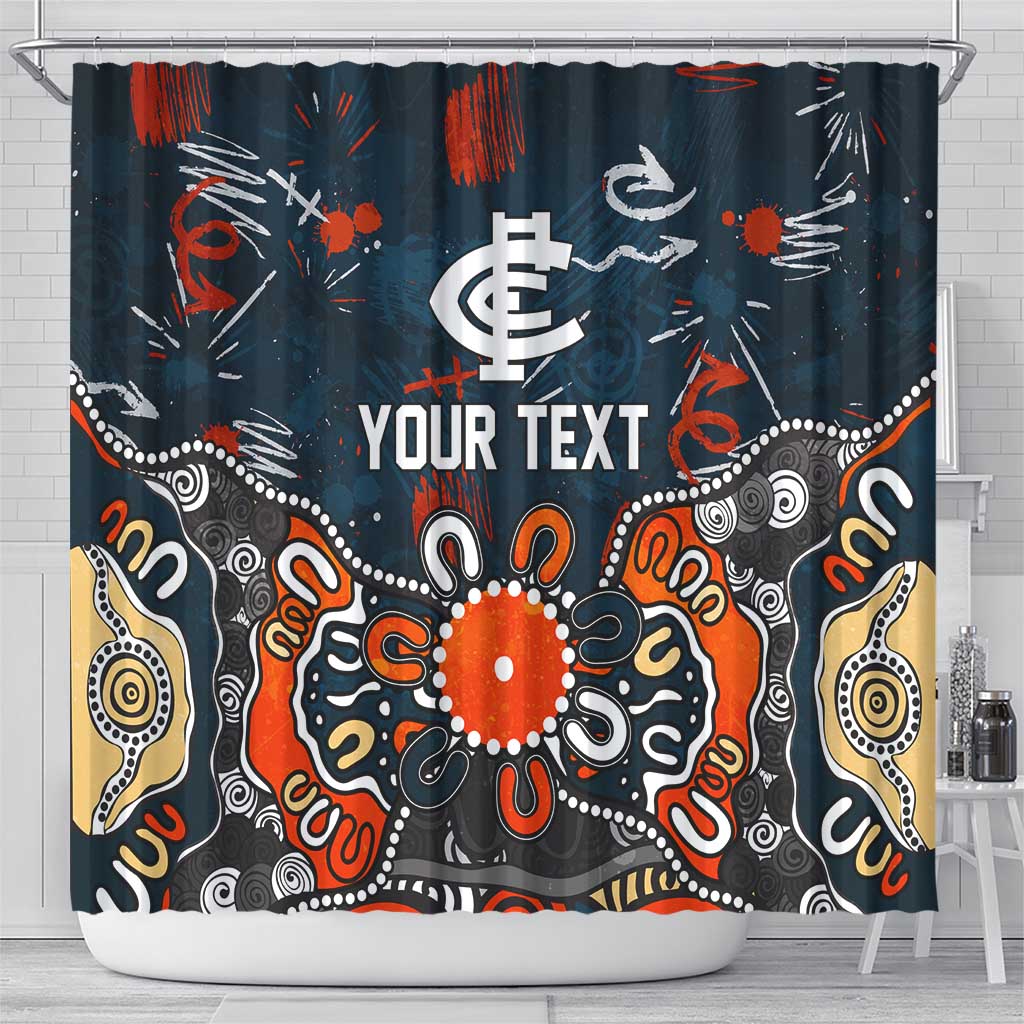 Personalized Carlton Blues Shower Curtain Aboriginal Dot Painting Graffiti Style