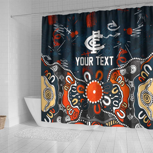 Personalized Carlton Blues Shower Curtain Aboriginal Dot Painting Graffiti Style