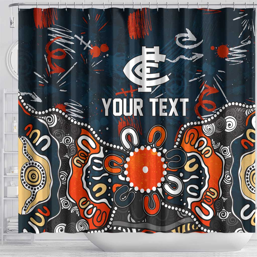 Personalized Carlton Blues Shower Curtain Aboriginal Dot Painting Graffiti Style