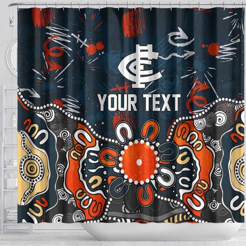 Personalized Carlton Blues Shower Curtain Aboriginal Dot Painting Graffiti Style
