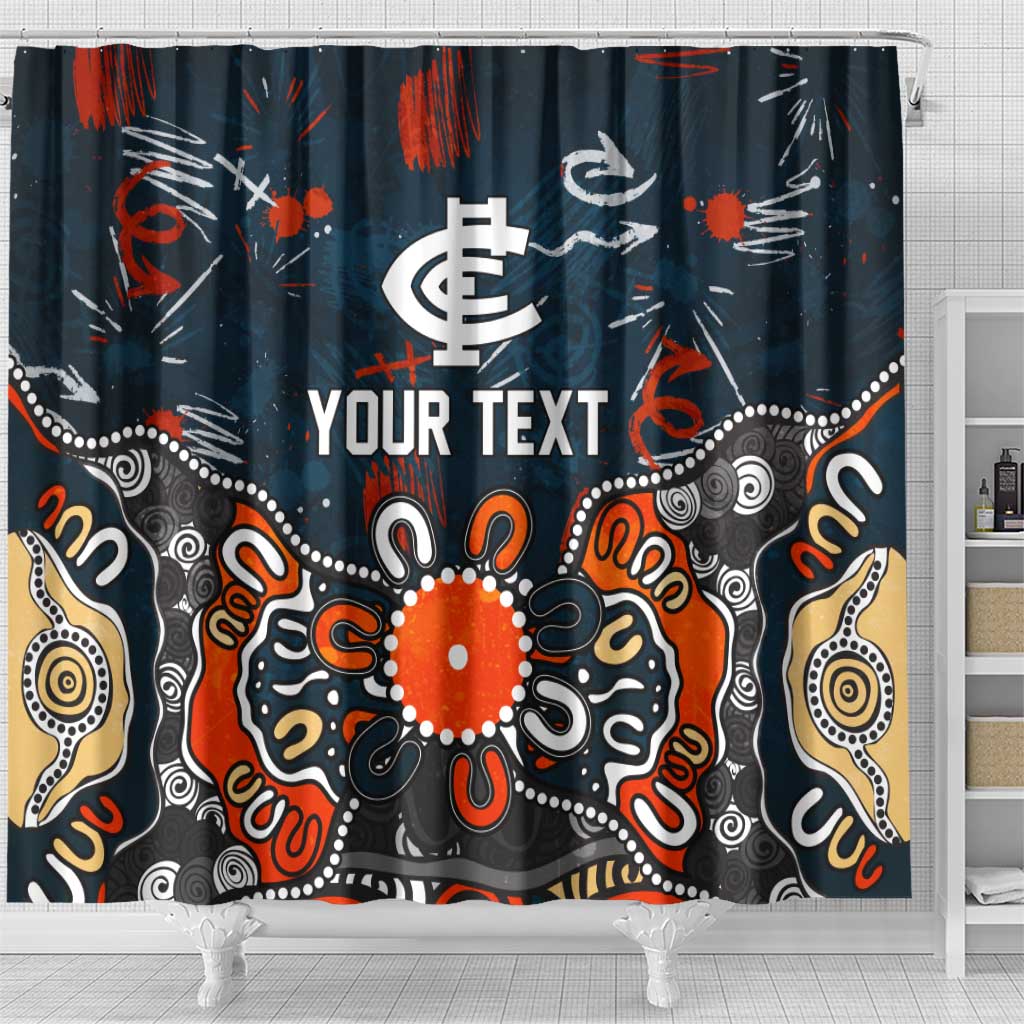 Personalized Carlton Blues Shower Curtain Aboriginal Dot Painting Graffiti Style