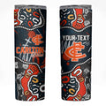 Personalized Carlton Blues Skinny Tumbler Aboriginal Dot Painting Graffiti Style