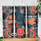 Personalized Carlton Blues Skinny Tumbler Aboriginal Dot Painting Graffiti Style
