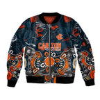 Personalized Carlton Blues Sleeve Zip Bomber Jacket Aboriginal Dot Painting Graffiti Style