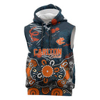 Personalized Carlton Blues Sleeveless Hoodie Aboriginal Dot Painting Graffiti Style