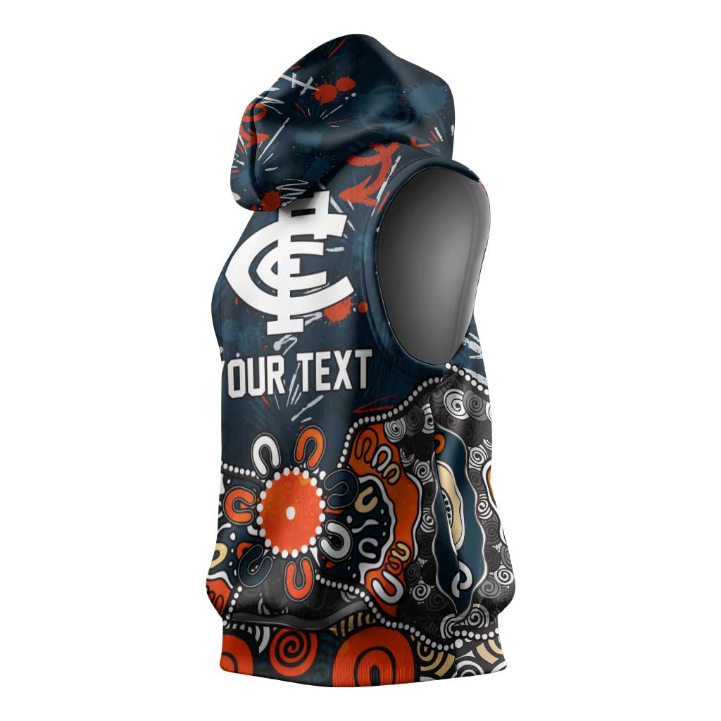 Personalized Carlton Blues Sleeveless Hoodie Aboriginal Dot Painting Graffiti Style