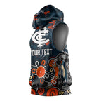Personalized Carlton Blues Sleeveless Hoodie Aboriginal Dot Painting Graffiti Style