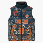 Personalized Carlton Blues Sleeveless Puffer Jacket Aboriginal Dot Painting Graffiti Style