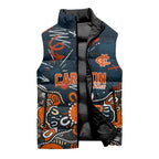 Personalized Carlton Blues Sleeveless Puffer Jacket Aboriginal Dot Painting Graffiti Style