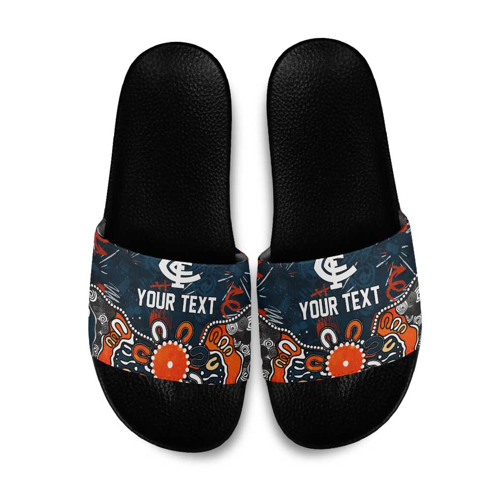 Personalized Carlton Blues Slide Sandals Aboriginal Dot Painting Graffiti Style