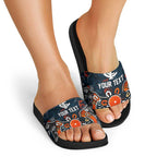 Personalized Carlton Blues Slide Sandals Aboriginal Dot Painting Graffiti Style
