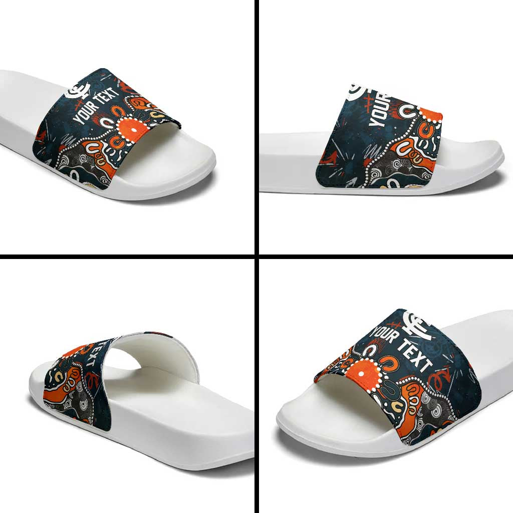 Personalized Carlton Blues Slide Sandals Aboriginal Dot Painting Graffiti Style