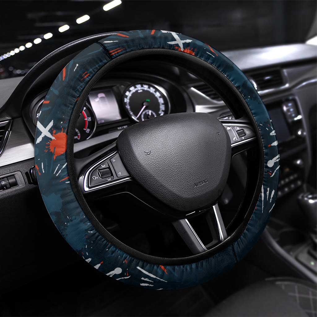 Carlton Blues Steering Wheel Cover Aboriginal Dot Painting Graffiti Style