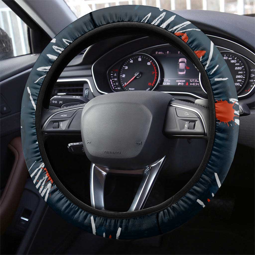 Carlton Blues Steering Wheel Cover Aboriginal Dot Painting Graffiti Style