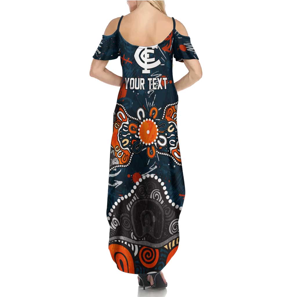 Personalized Carlton Blues Summer Maxi Dress Aboriginal Dot Painting Graffiti Style