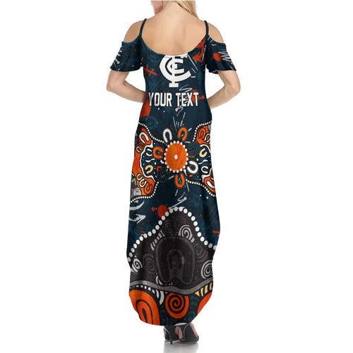 Personalized Carlton Blues Summer Maxi Dress Aboriginal Dot Painting Graffiti Style
