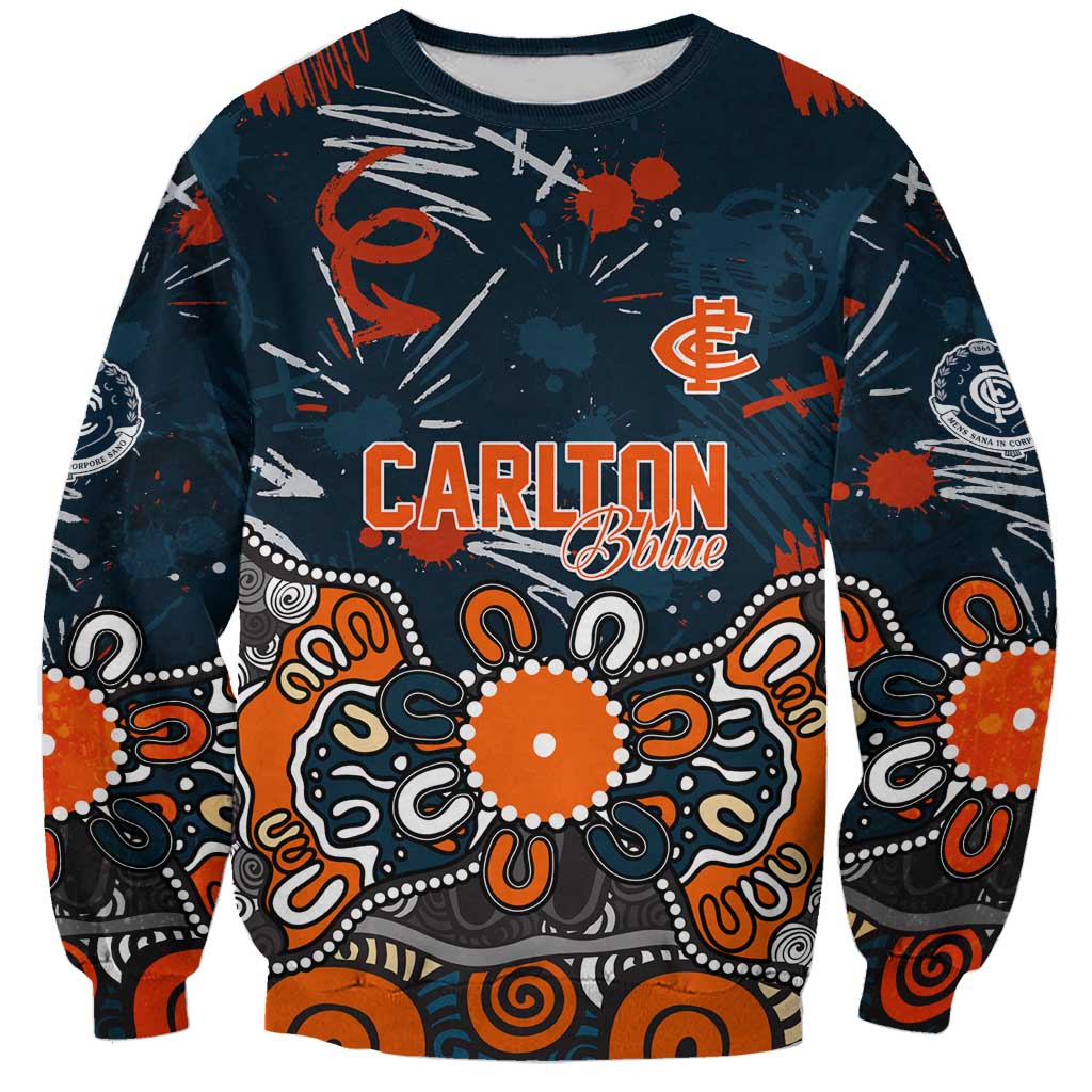 Personalized Carlton Blues Sweatshirt Aboriginal Dot Painting Graffiti Style
