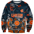 Personalized Carlton Blues Sweatshirt Aboriginal Dot Painting Graffiti Style