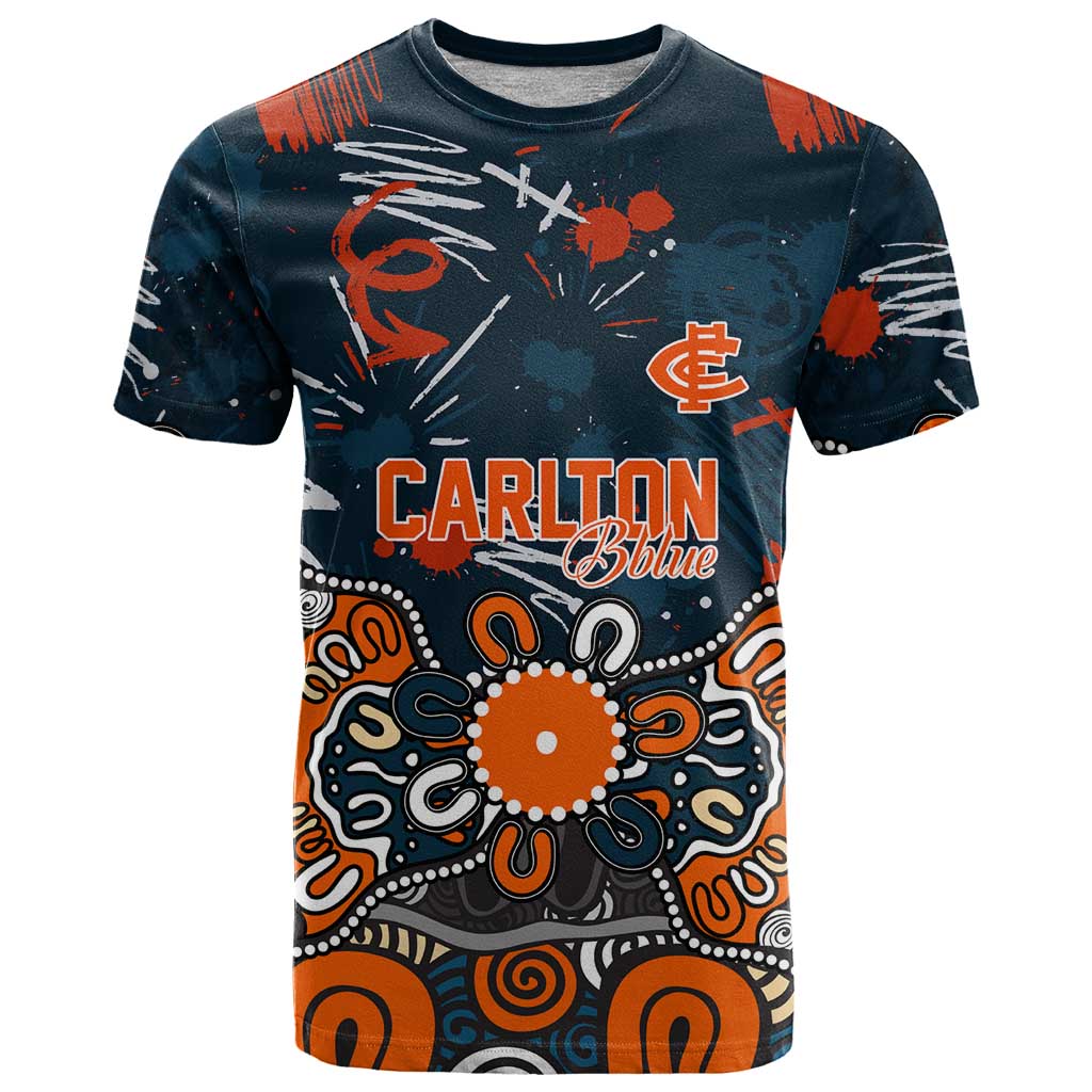 Personalized Carlton Blues T Shirt Aboriginal Dot Painting Graffiti Style