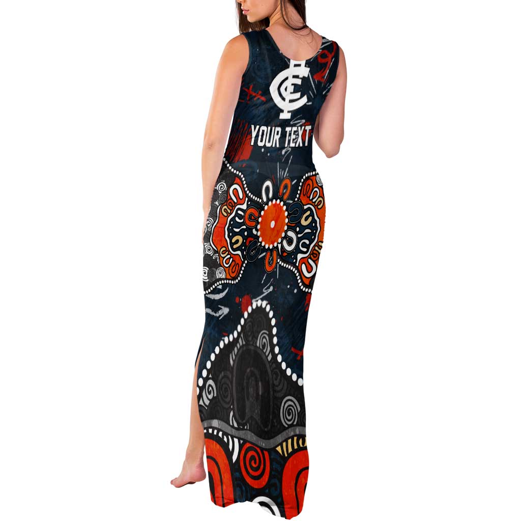 Personalized Carlton Blues Tank Maxi Dress Aboriginal Dot Painting Graffiti Style