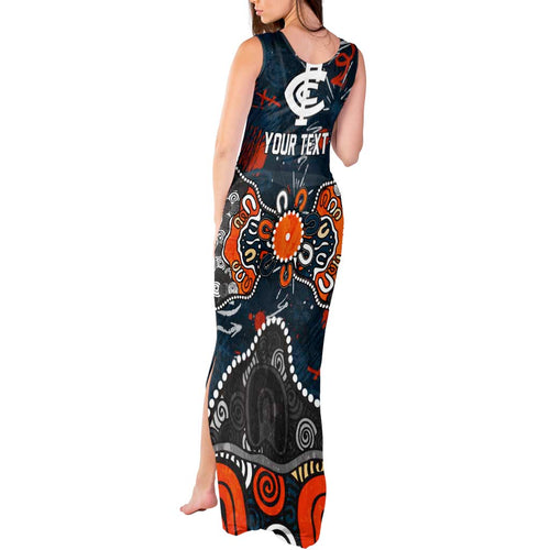 Personalized Carlton Blues Tank Maxi Dress Aboriginal Dot Painting Graffiti Style