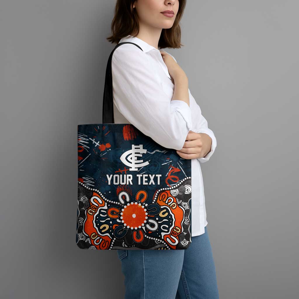 Personalized Carlton Blues Tote Bag Aboriginal Dot Painting Graffiti Style