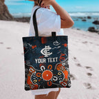 Personalized Carlton Blues Tote Bag Aboriginal Dot Painting Graffiti Style