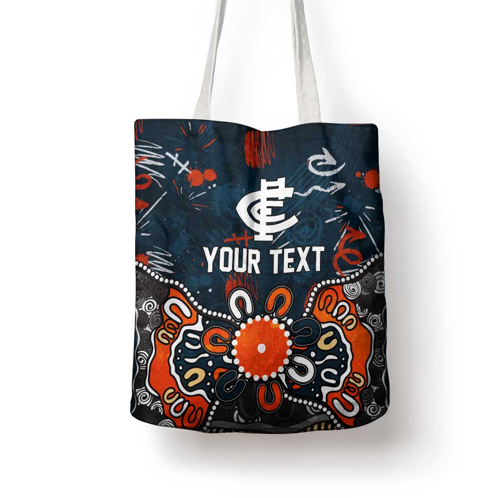 Personalized Carlton Blues Tote Bag Aboriginal Dot Painting Graffiti Style