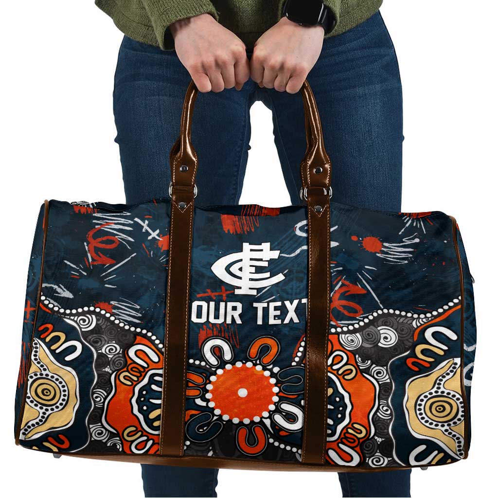 Personalized Carlton Blues Travel Bag Aboriginal Dot Painting Graffiti Style