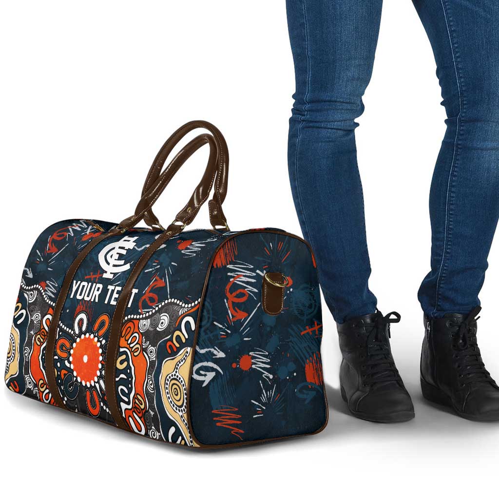 Personalized Carlton Blues Travel Bag Aboriginal Dot Painting Graffiti Style