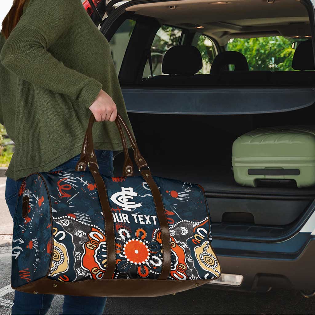 Personalized Carlton Blues Travel Bag Aboriginal Dot Painting Graffiti Style