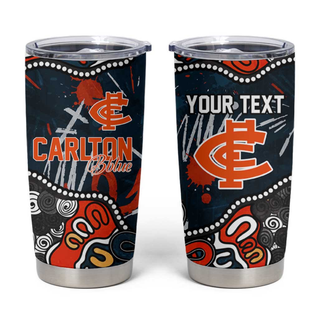 Personalized Carlton Blues Tumbler Cup Aboriginal Dot Painting Graffiti Style