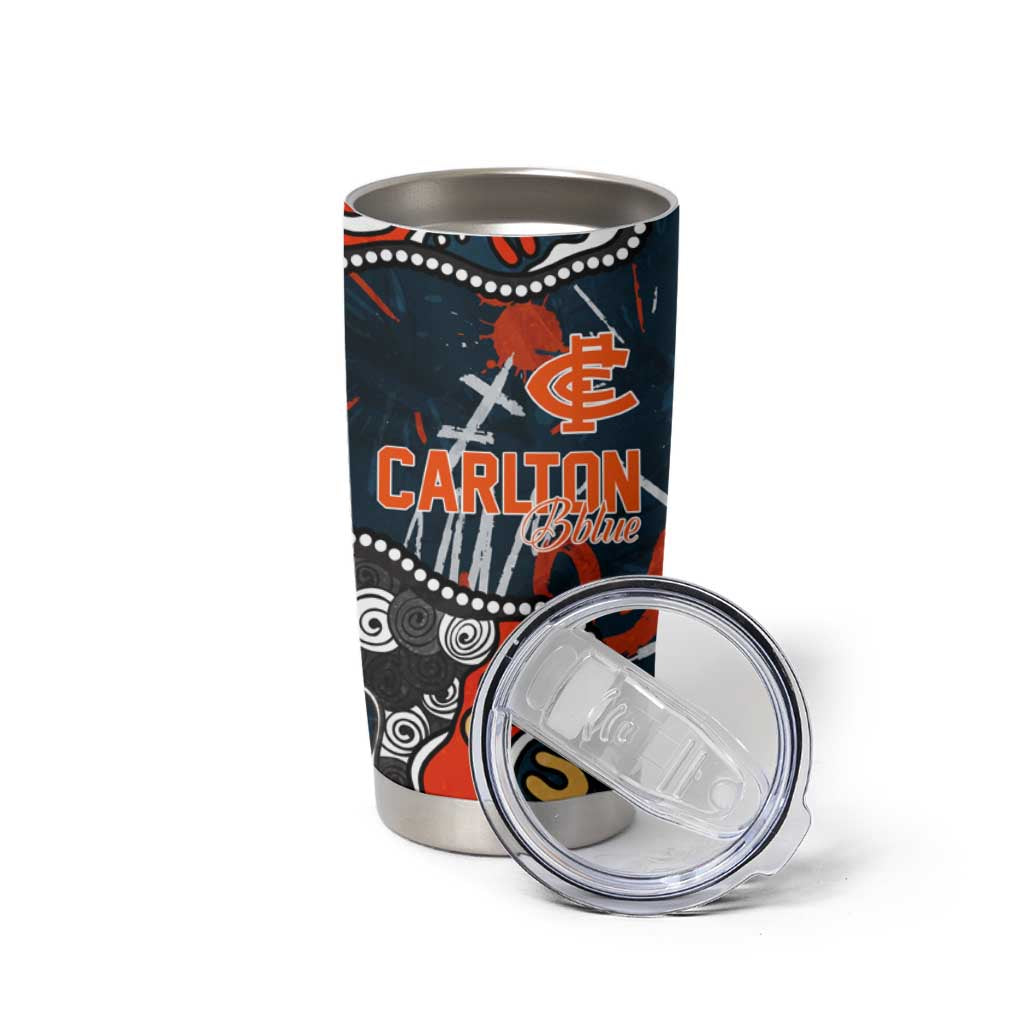 Personalized Carlton Blues Tumbler Cup Aboriginal Dot Painting Graffiti Style