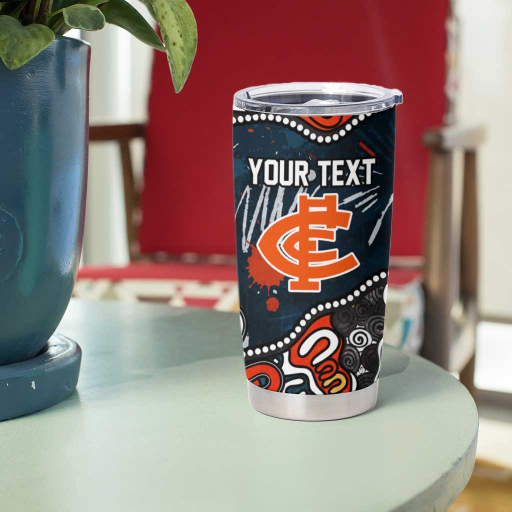 Personalized Carlton Blues Tumbler Cup Aboriginal Dot Painting Graffiti Style