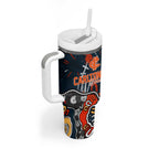 Personalized Carlton Blues Tumbler With Handle Aboriginal Dot Painting Graffiti Style