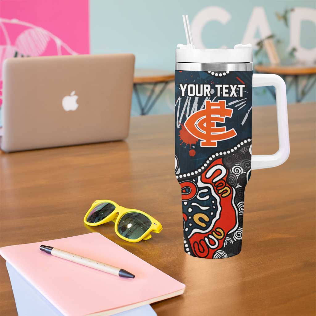 Personalized Carlton Blues Tumbler With Handle Aboriginal Dot Painting Graffiti Style