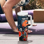 Personalized Carlton Blues Tumbler With Handle Aboriginal Dot Painting Graffiti Style