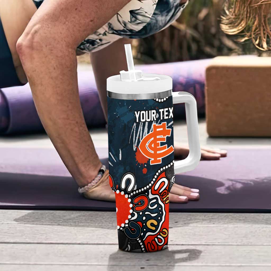 Personalized Carlton Blues Tumbler With Handle Aboriginal Dot Painting Graffiti Style