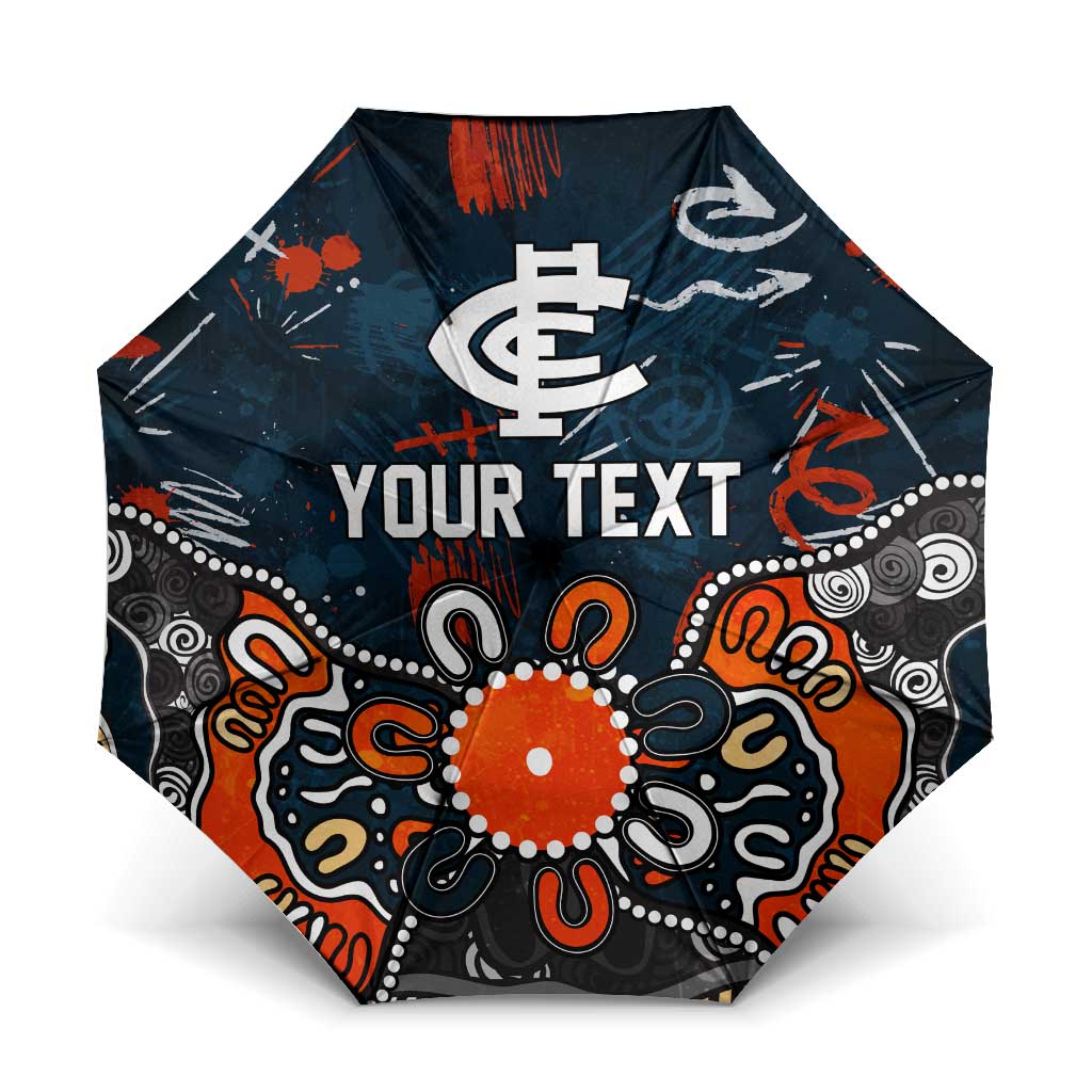 Personalized Carlton Blues Umbrella Aboriginal Dot Painting Graffiti Style