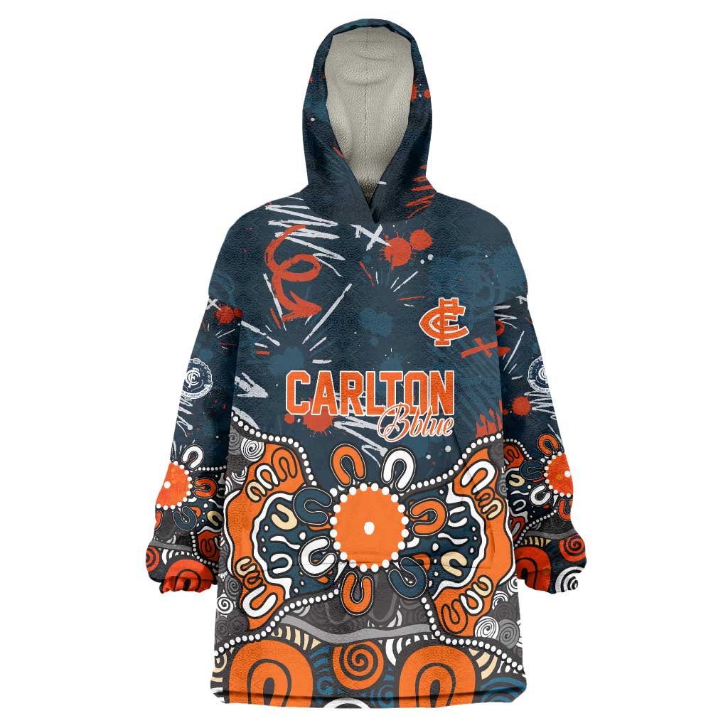 Personalized Carlton Blues Wearable Blanket Hoodie Aboriginal Dot Painting Graffiti Style