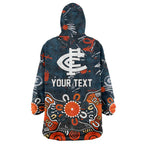 Personalized Carlton Blues Wearable Blanket Hoodie Aboriginal Dot Painting Graffiti Style