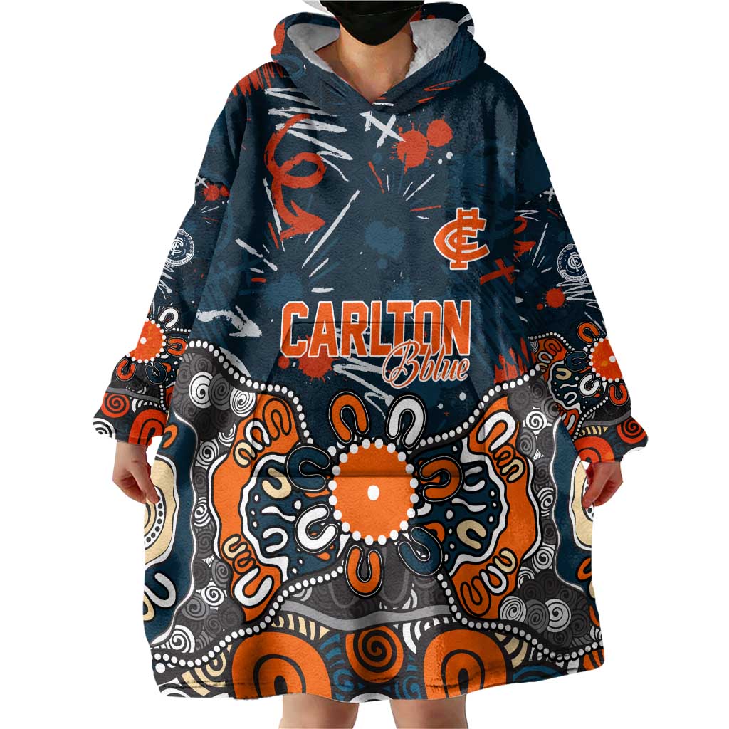 Personalized Carlton Blues Wearable Blanket Hoodie Aboriginal Dot Painting Graffiti Style