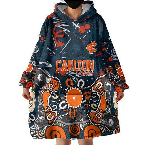 Personalized Carlton Blues Wearable Blanket Hoodie Aboriginal Dot Painting Graffiti Style