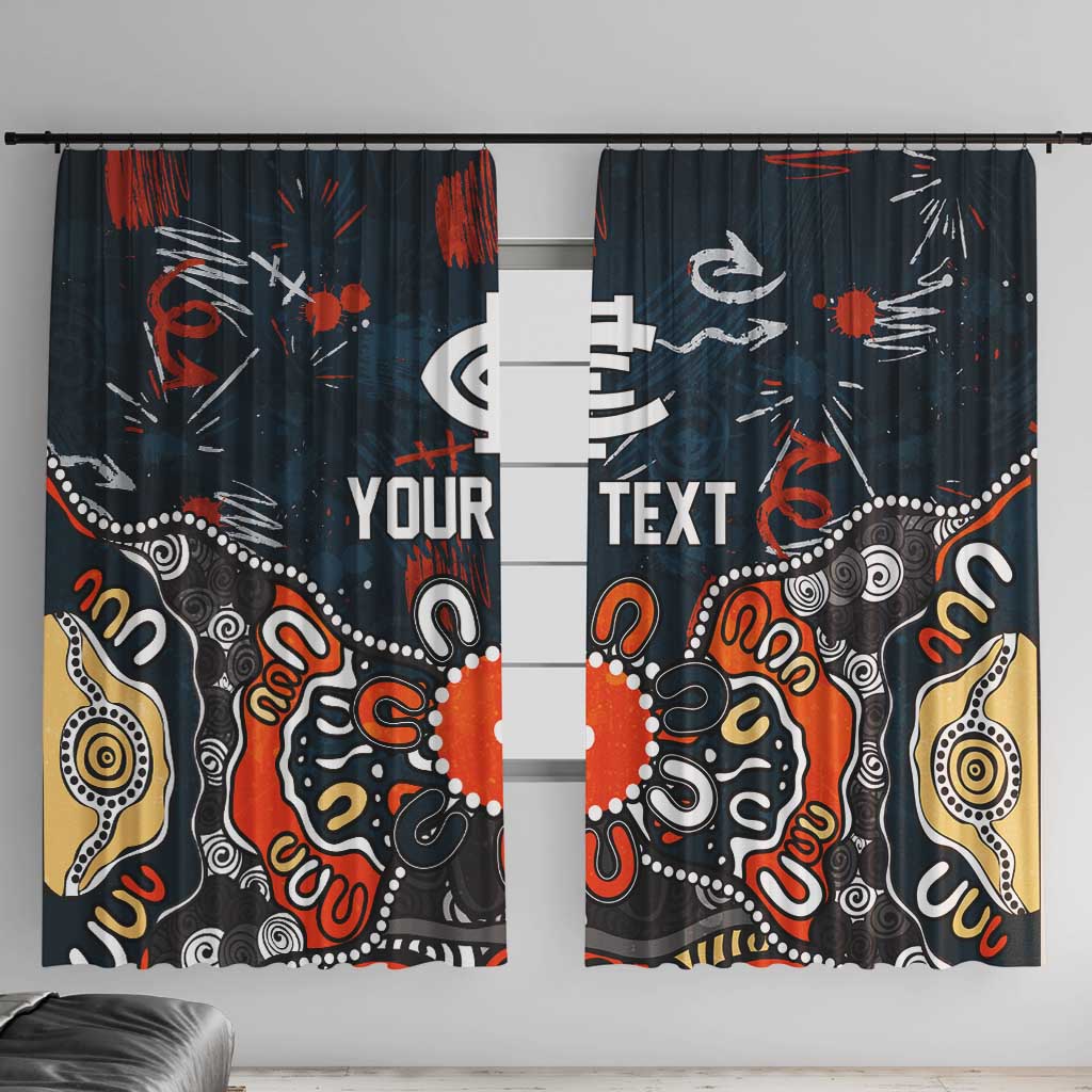 Personalized Carlton Blues Window Curtain Aboriginal Dot Painting Graffiti Style