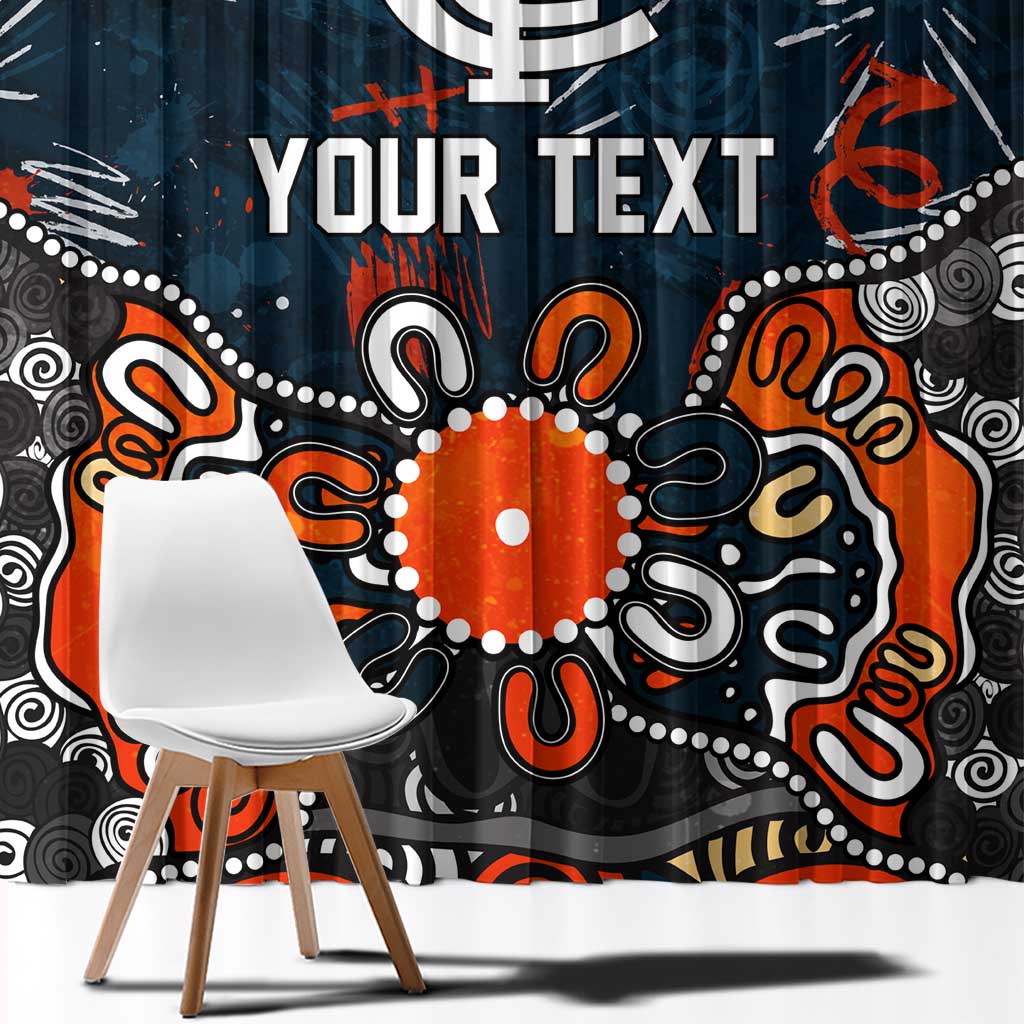 Personalized Carlton Blues Window Curtain Aboriginal Dot Painting Graffiti Style