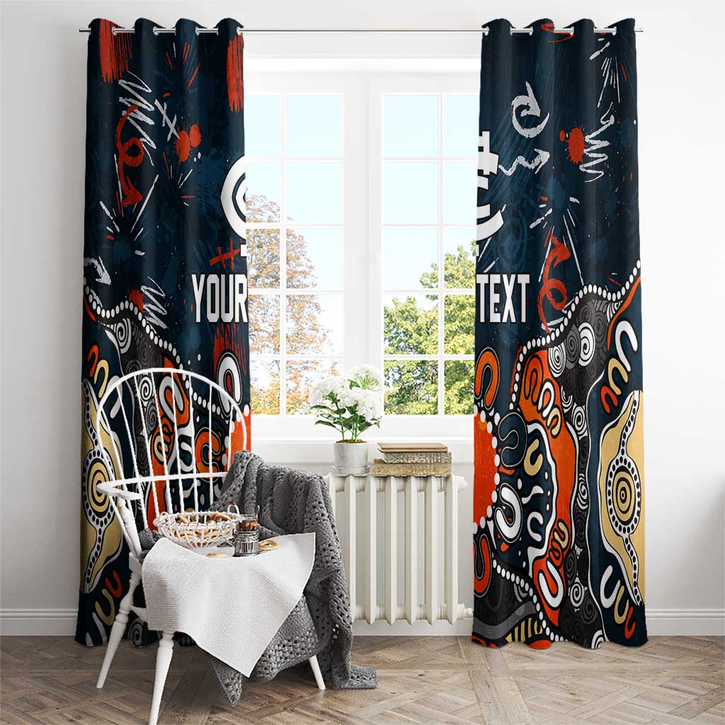 Personalized Carlton Blues Window Curtain Aboriginal Dot Painting Graffiti Style