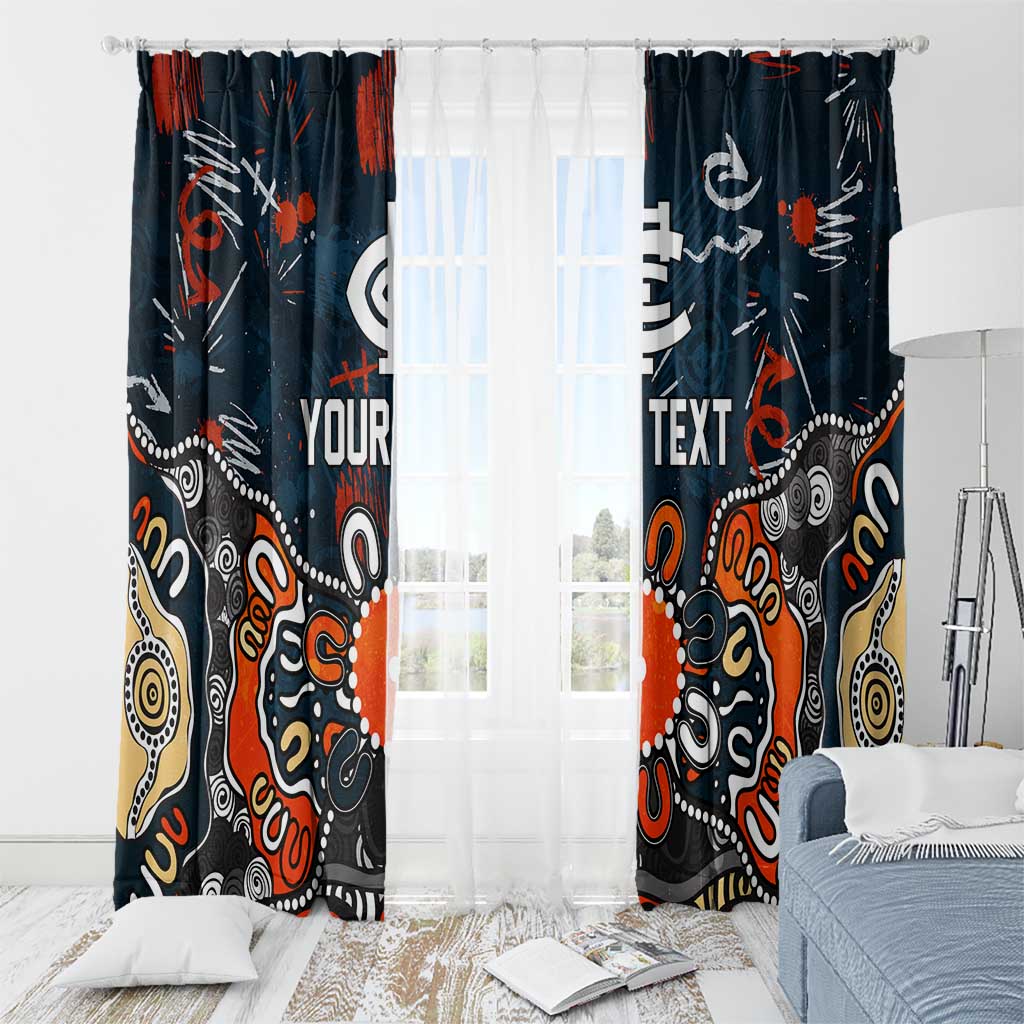 Personalized Carlton Blues Window Curtain Aboriginal Dot Painting Graffiti Style