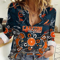 Personalized Carlton Blues Women Casual Shirt Aboriginal Dot Painting Graffiti Style