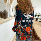Personalized Carlton Blues Women Casual Shirt Aboriginal Dot Painting Graffiti Style