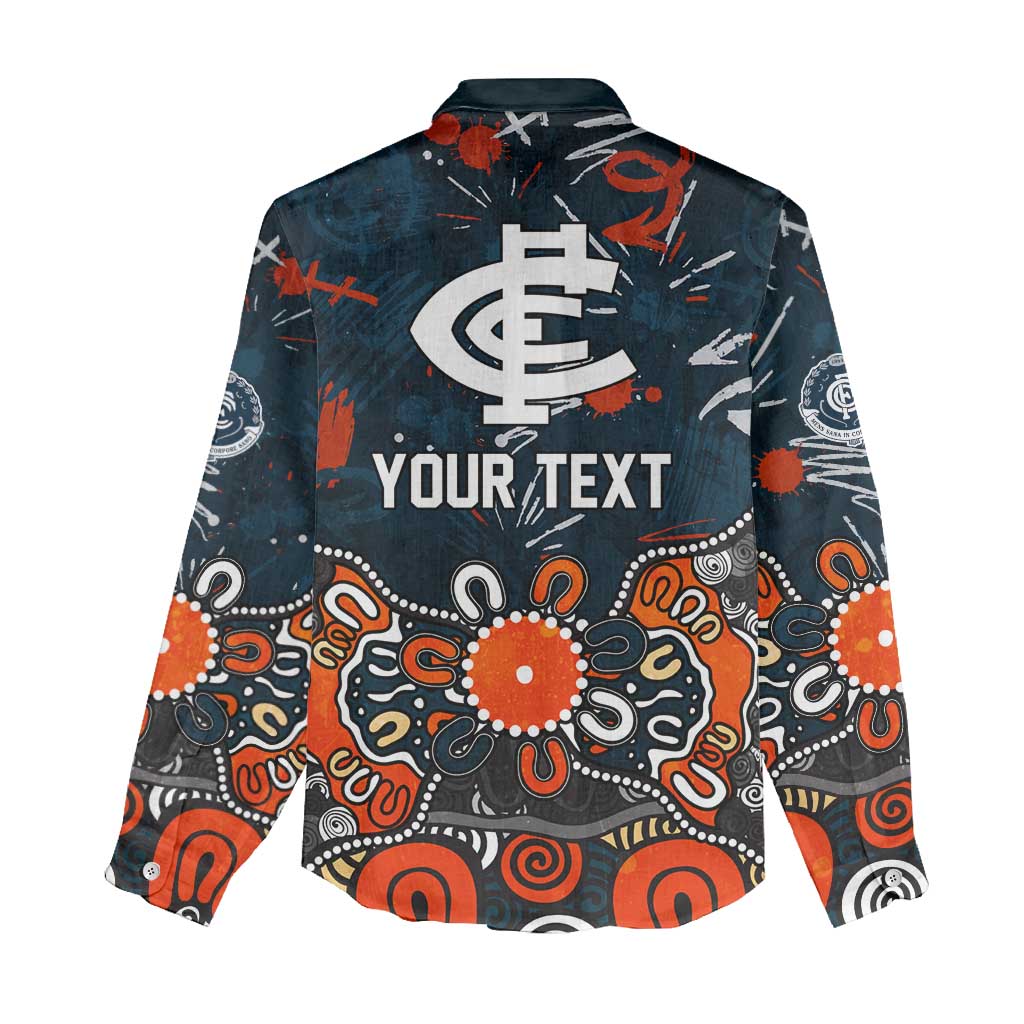Personalized Carlton Blues Women Casual Shirt Aboriginal Dot Painting Graffiti Style